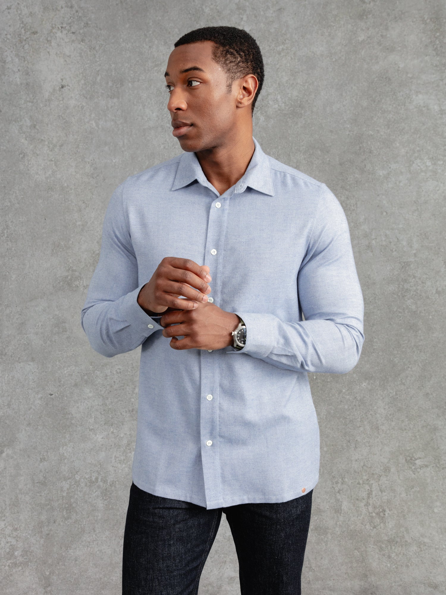 Oxford Blue Herringbone