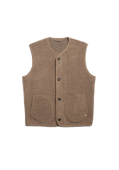 The Fleece Button Through Vest - Pebble The Fleece Button Through Vest - Pebble