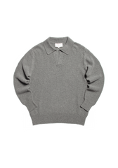 The Open Collar Cashmere Jumper - Cobble Grey The Open Collar Cashmere Jumper - Cobble Grey