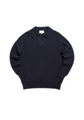 The Open Collar Cashmere Jumper - Ink The Open Collar Cashmere Jumper - Ink