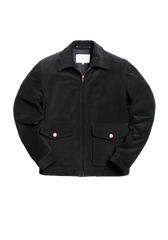 The Calf Suede Bomber - Ivory Black The Calf Suede Bomber - Ivory Black