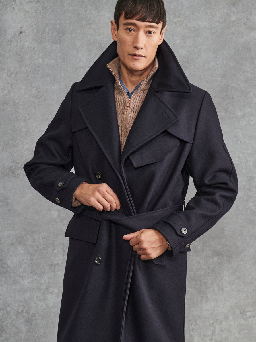 Italian melton clearance short trench coat
