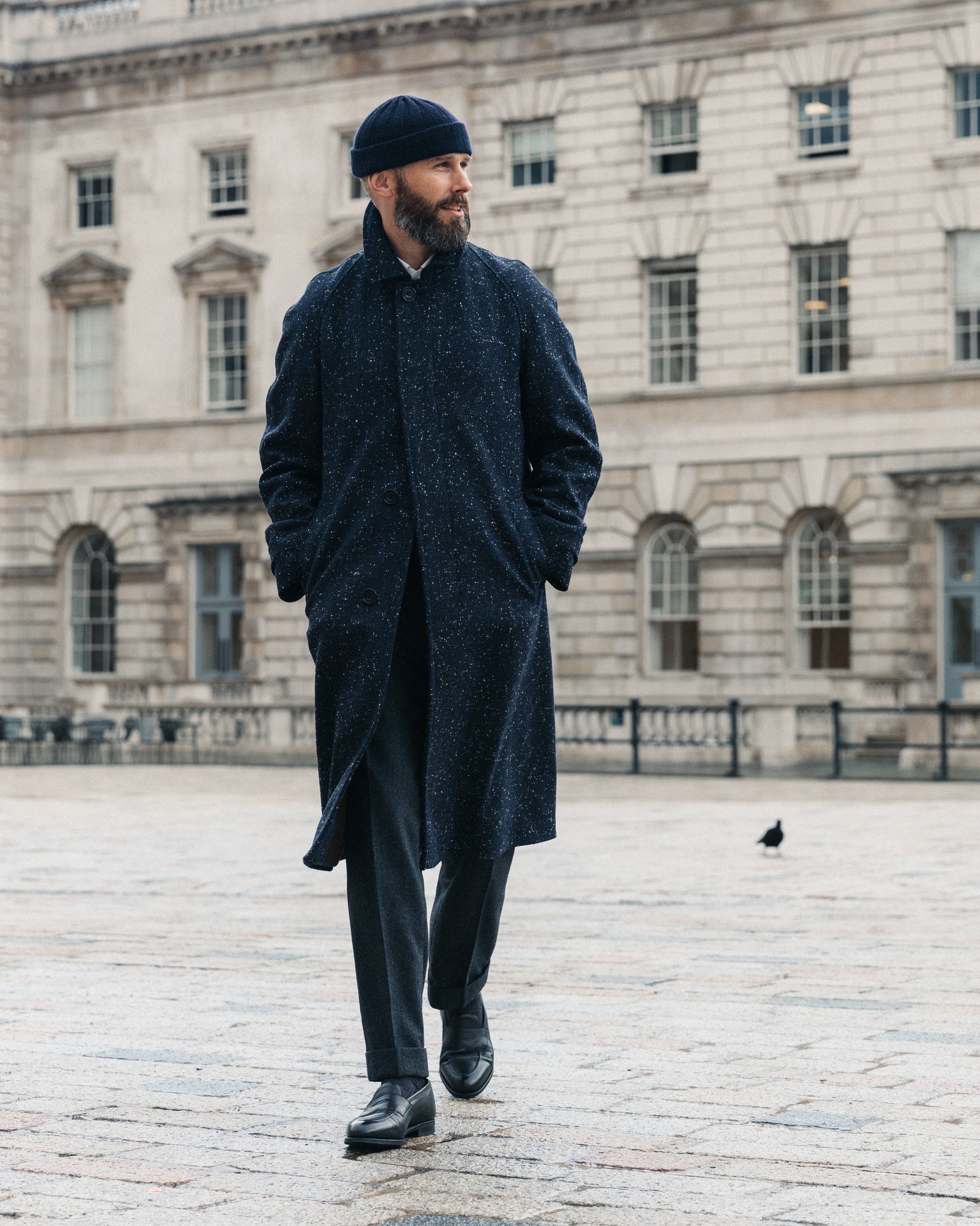 The Navy Permanent Style Donegal Overcoat – PrivateWhite V.C.