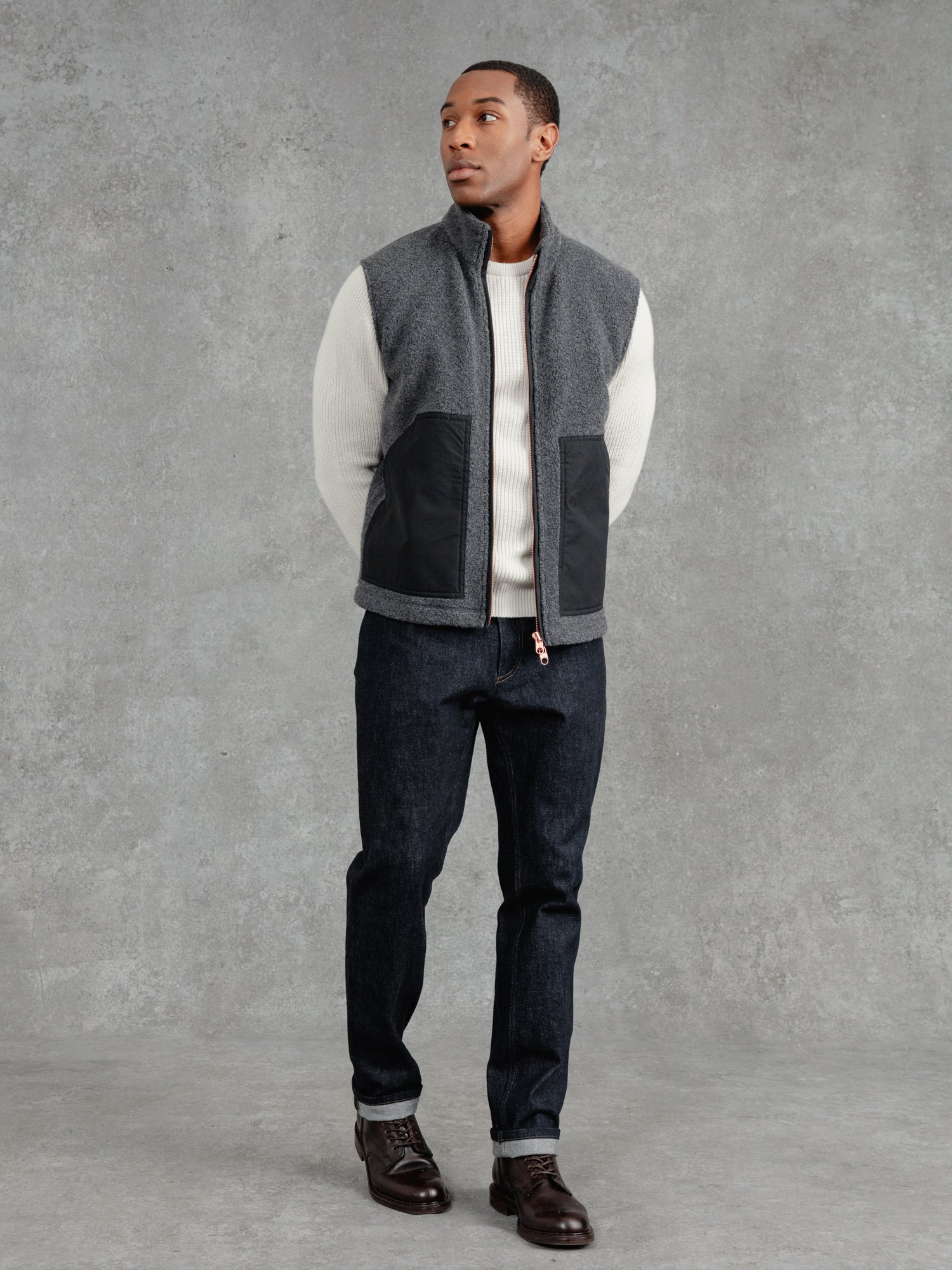 Mens grey on sale fleece gilet