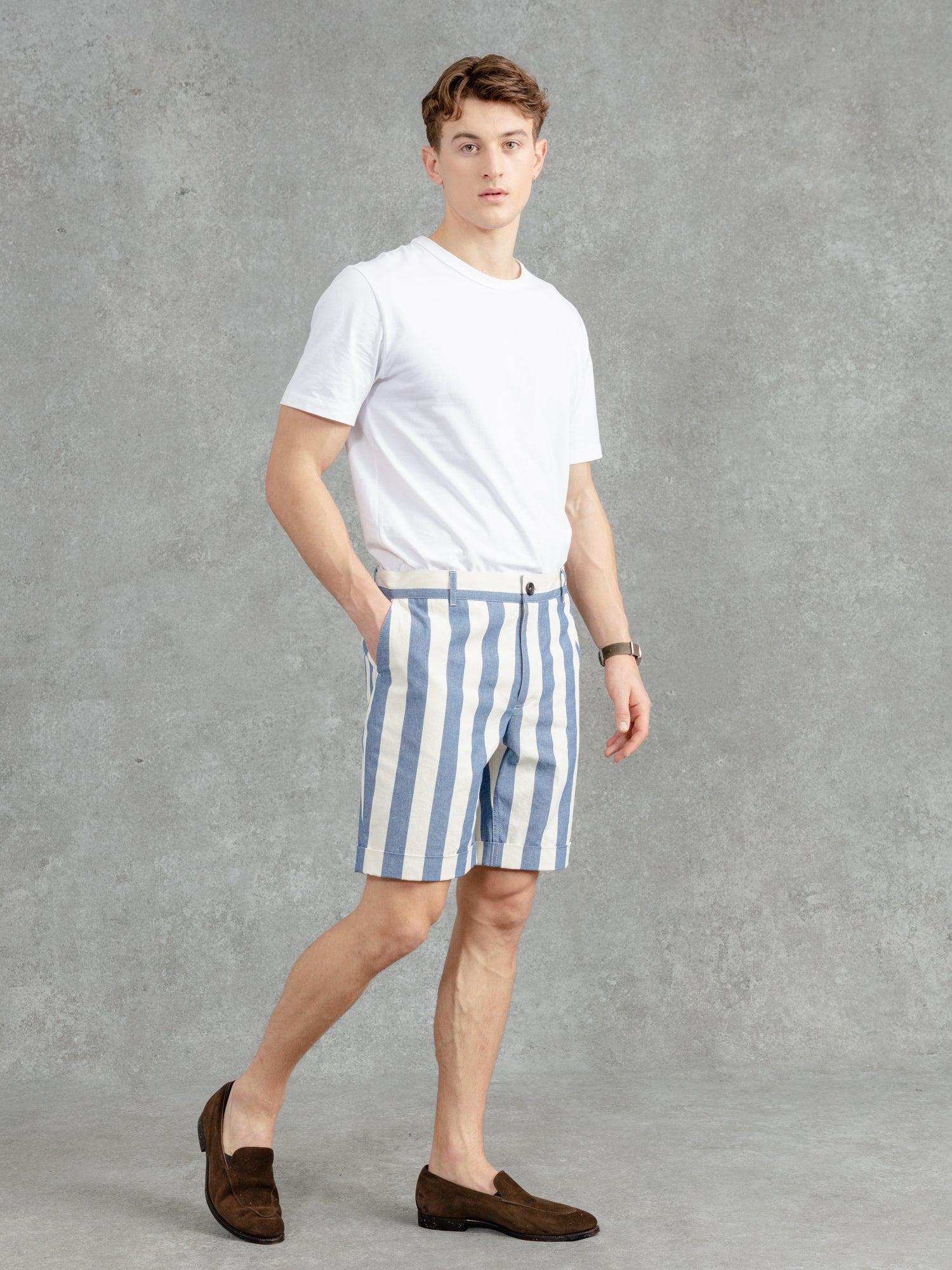 White pinstripe shorts hotsell