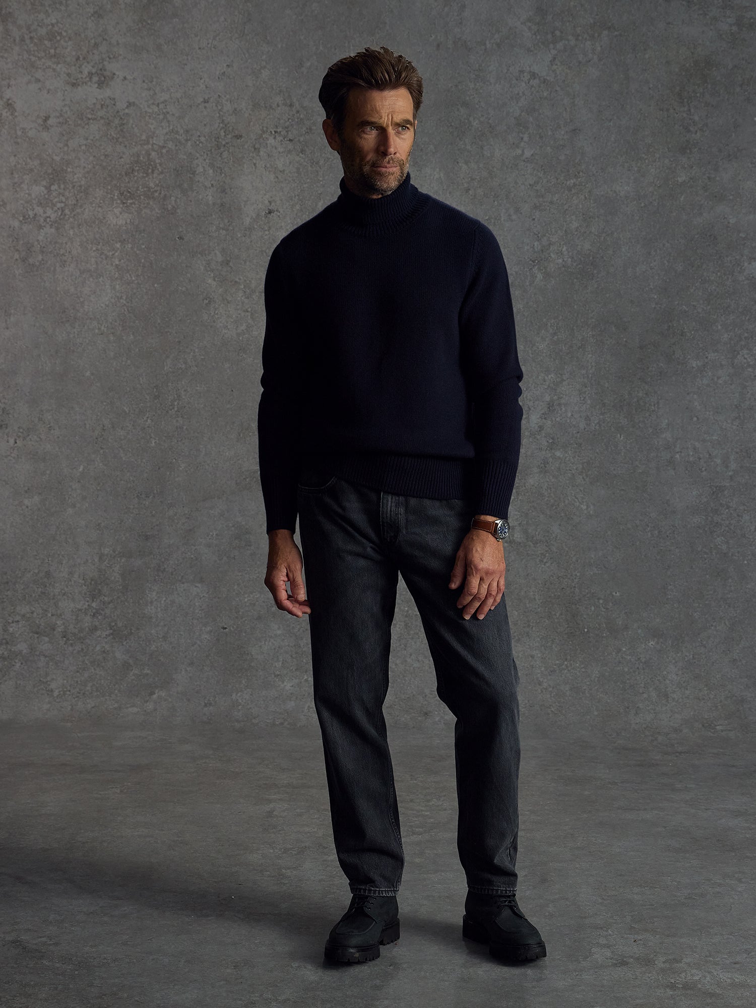 The Cashmere Submariner Rollneck - Midnight